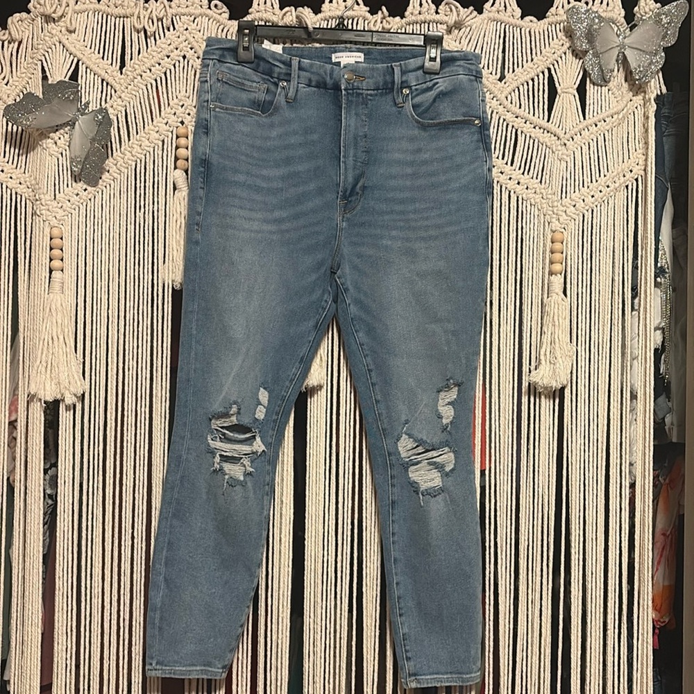 NWT Good American Good Waist Crop Jeans size 16